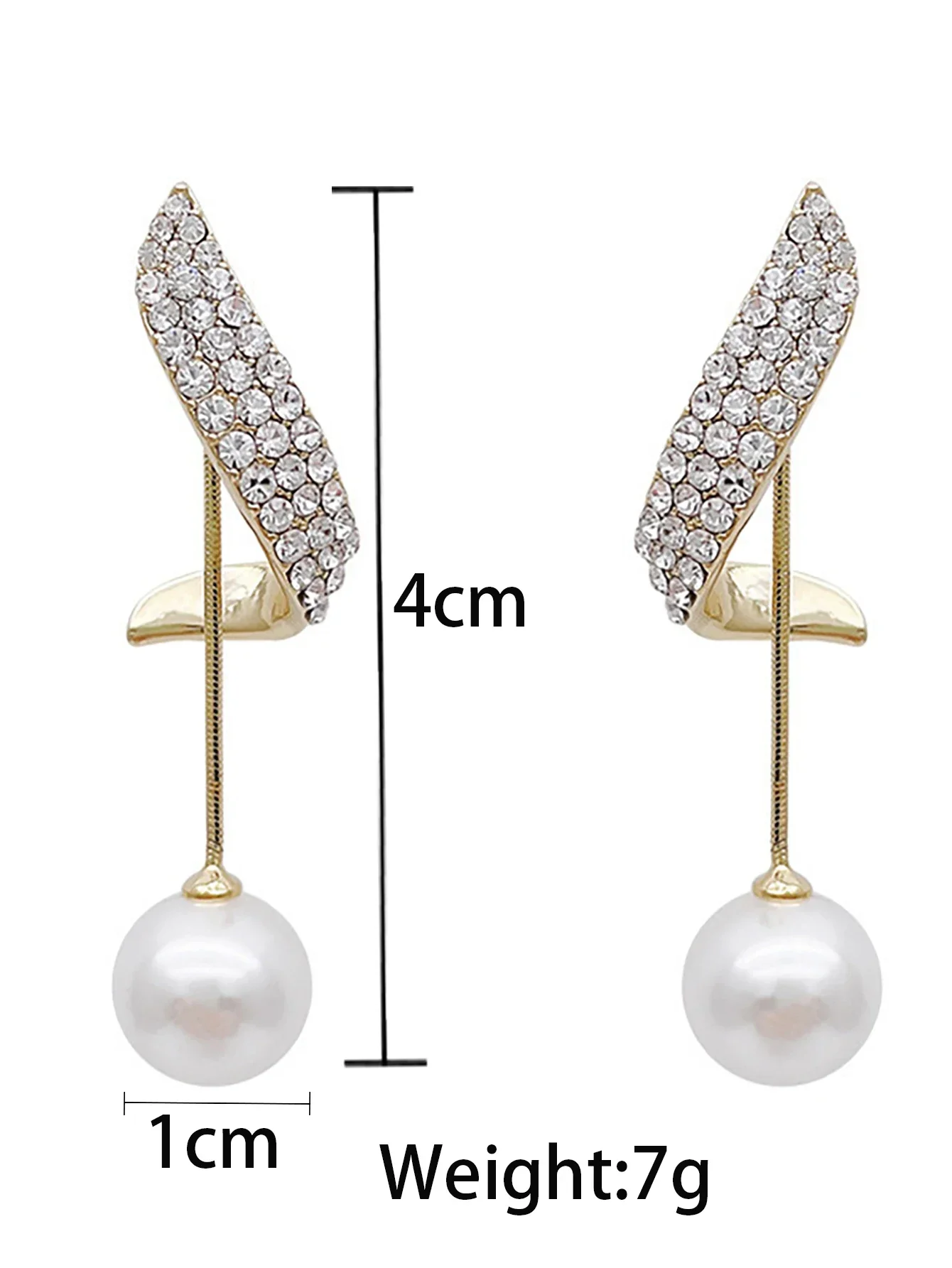 2 fashionable and gorgeous women's long diamond inlaid pearl geometric earrings, party and dinner party accessories - Image 3
