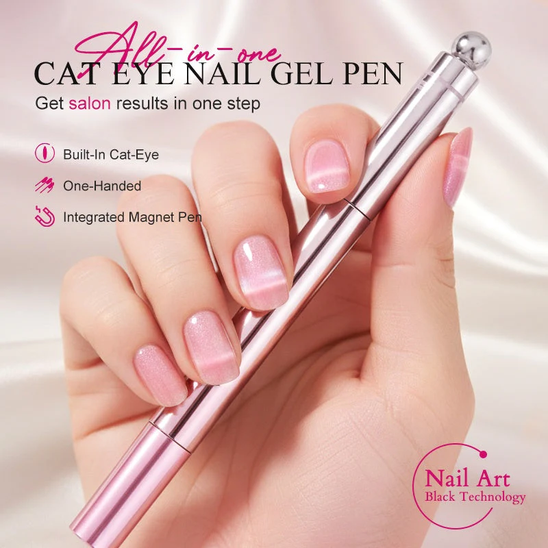 📢📢1 acheté, 1 offert !⏰Stylo gel « œil de chat » tout-en-un – Obtenez un effet « œil de chat » envoûtant en un seul trait ! Gel magnétique, brillance longue durée, la magie du salon de beauté chez vous. 🖤🌌