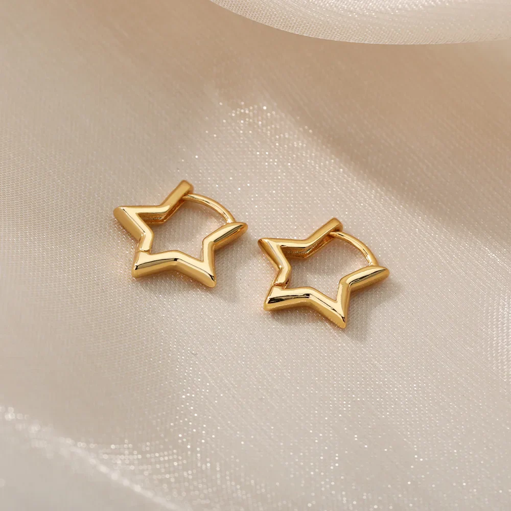 Geometric Star Earrings For Women Stainless Steel Star Hoop Earring Girl Jewelry Gift Charm Hypoallergenic Accessories Brincos - Image 8
