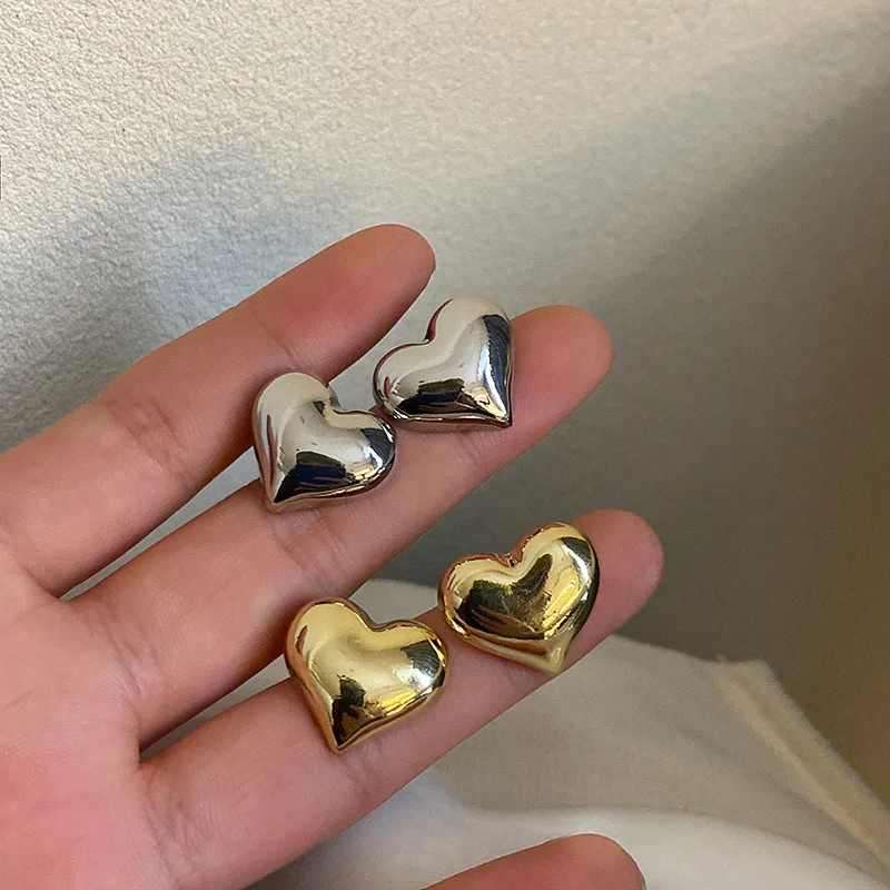 LATS Gold Color Smooth Surface Love Heart Shaped Stud Earrings Women Minimalist Fashion Girl Wedding Bridal Jewelry - Image 11