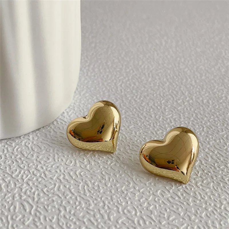 LATS Gold Color Smooth Surface Love Heart Shaped Stud Earrings Women Minimalist Fashion Girl Wedding Bridal Jewelry - Image 12