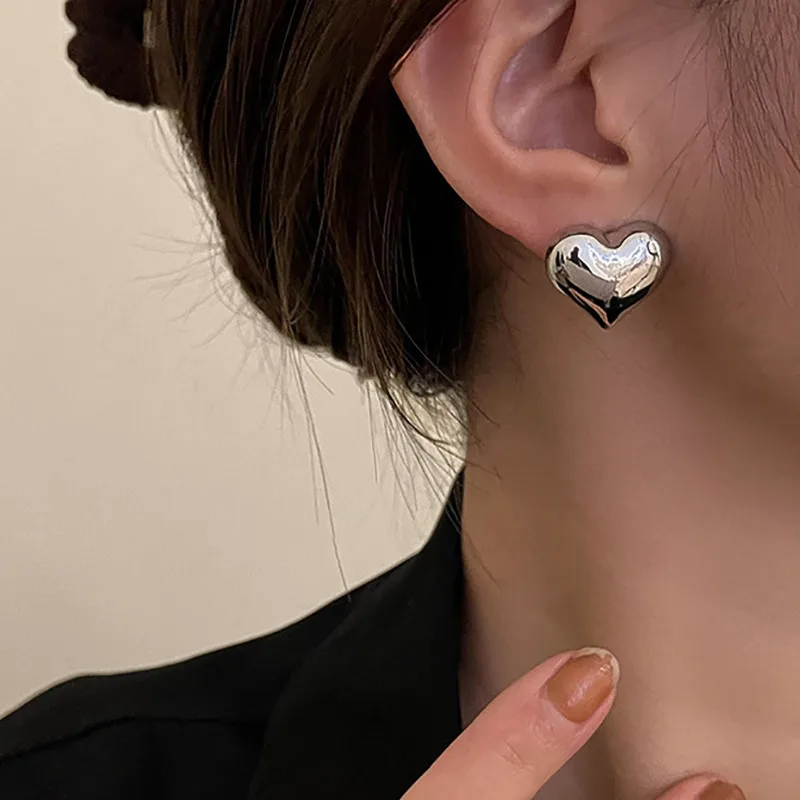 LATS Gold Color Smooth Surface Love Heart Shaped Stud Earrings Women Minimalist Fashion Girl Wedding Bridal Jewelry - Image 17