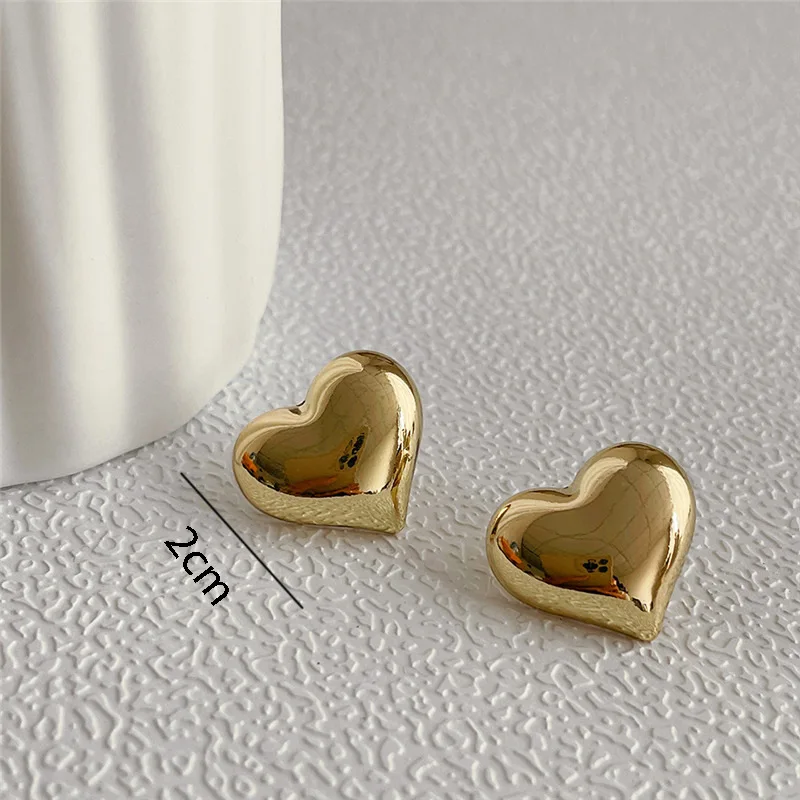 LATS Gold Color Smooth Surface Love Heart Shaped Stud Earrings Women Minimalist Fashion Girl Wedding Bridal Jewelry - Image 8
