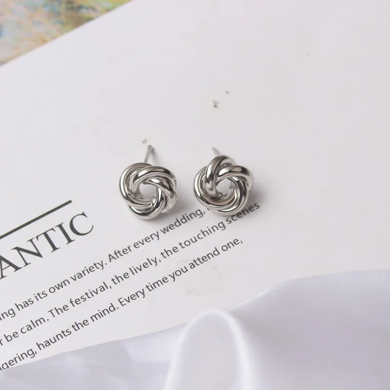 Tiny Metal Stud Earrings for Women Gold Color Twist Round Earrings Small Unusual Earrings boucles d'oreilles Fashion Jewelry - Image 11