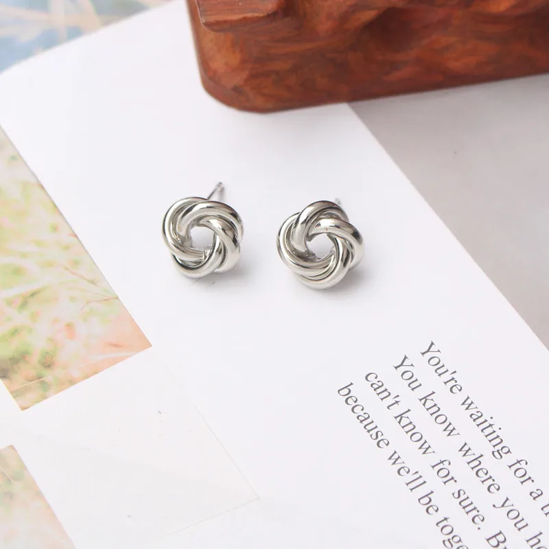 Tiny Metal Stud Earrings for Women Gold Color Twist Round Earrings Small Unusual Earrings boucles d'oreilles Fashion Jewelry - Image 13