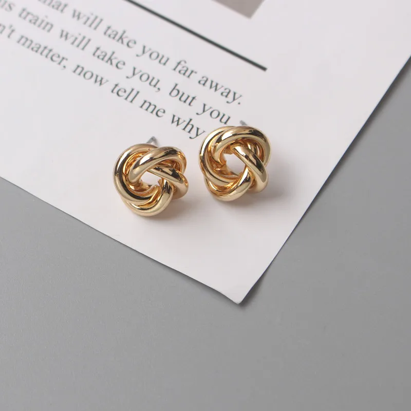 Tiny Metal Stud Earrings for Women Gold Color Twist Round Earrings Small Unusual Earrings boucles d'oreilles Fashion Jewelry - Image 19