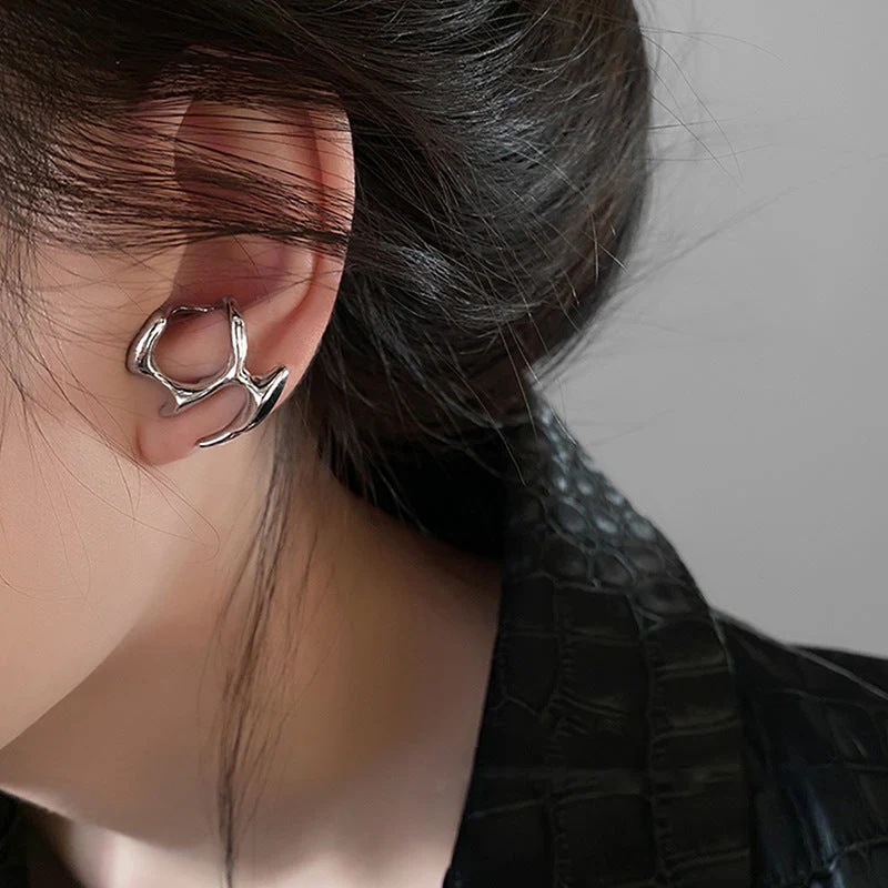 Y2K Irregular Liquid Earrings for Women Silver Color Hip-Hop Punk Fashion Geometric Earring Clip Girl 2024 Trendy Party Jewelry - Image 10